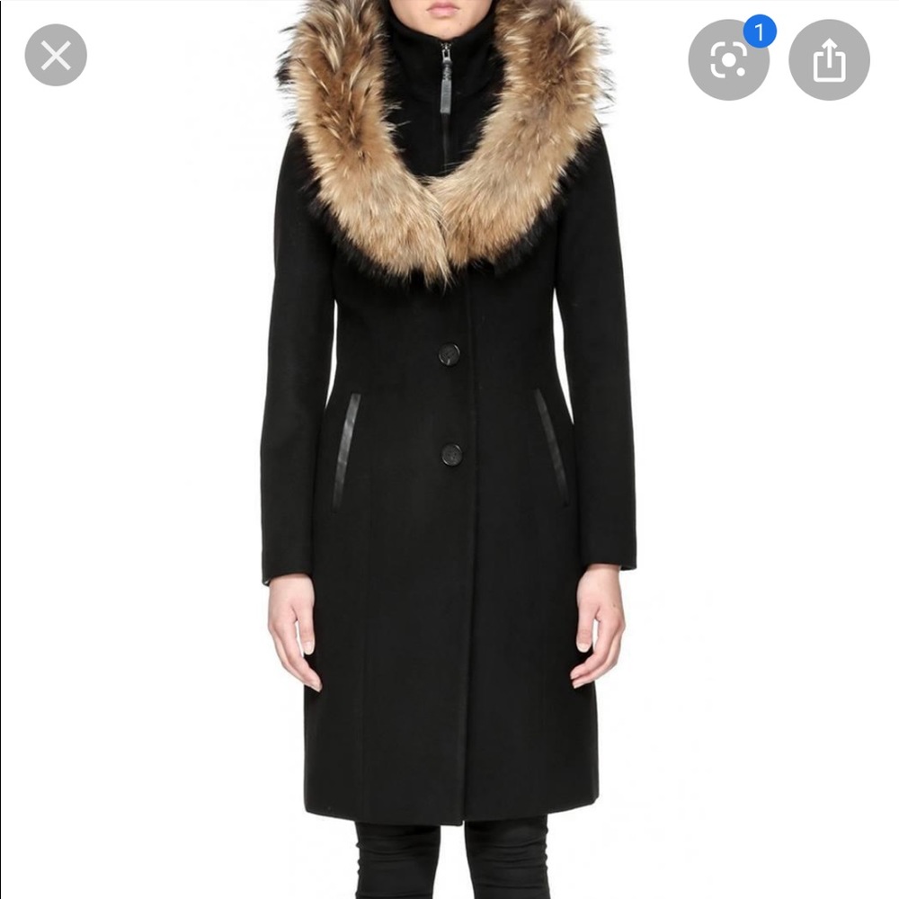 Mackage Mila Wool Coat in black with fur